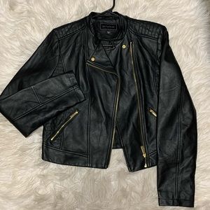 black leather jacket